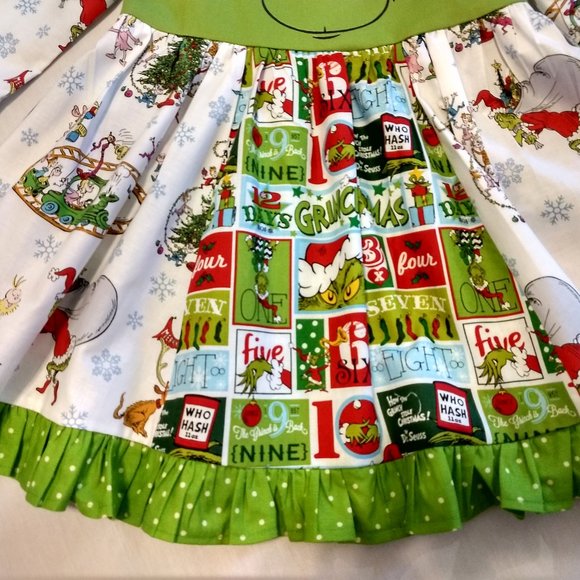 Grinch Dr. Suess Twirl Dress & Matching Hairbow - Picture 4 of 7